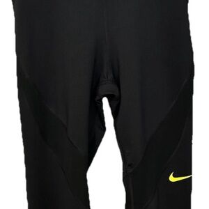 Nike Black Tights with Vibrant Yellow Logo
